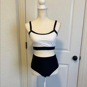 Black and White Two-Piece Swimsuit Size Medium